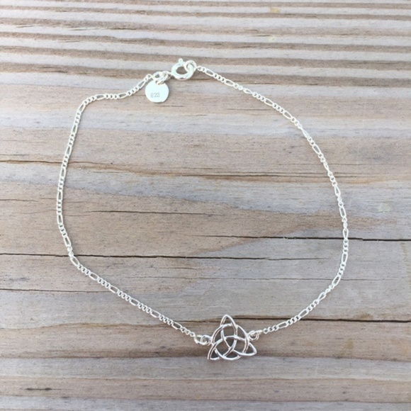 Triquetra Anklet .925 Sterling Silver Trinity Celtic Irish Goddess Peter Stone - Picture 6 of 7